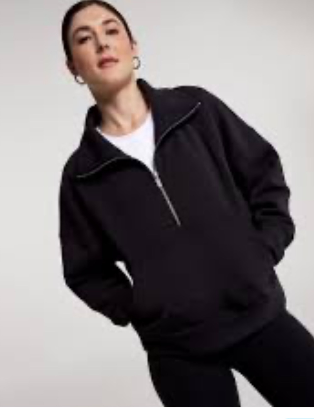 Calia Heathered Black Soft Scuba Half Zip Pullover, Medium (Oversized)